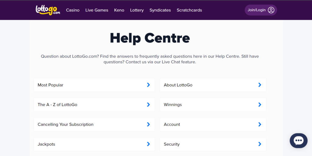 lottogo help centre